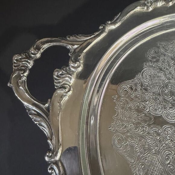 Eton Silver Inc. 709M Silverplate Footed Heated Warming Tray Platter 14" Works! - Picture 3 of 10